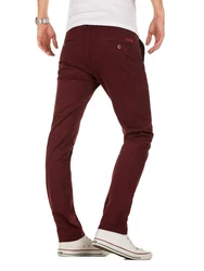 WOTEGA Chinohose Adriano Herren Slim Fit Chinohose Dunkelrot/Bordeaux/Rot