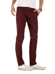 WOTEGA Chinohose Adriano Herren Slim Fit Chinohose Dunkelrot/Bordeaux/Rot
