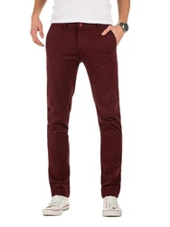 WOTEGA Chinohose Adriano Herren Slim Fit Chinohose Dunkelrot/Bordeaux/Rot