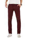 WOTEGA Chinohose Adriano Herren Slim Fit Chinohose Dunkelrot/Bordeaux/Rot