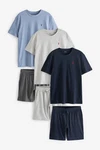 Next Pyjama-Set im 3er-Pack Grau/Dunkelblau/Blau