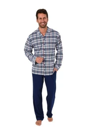 Pyjama Herren Pyjama Schlafanzug langarm zum durchknpfen aus soften Jersey