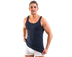 HERMKO Achselhemd Tank Top Herren 3000 Dunkelblau/Hellblau/Blau