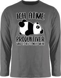 Rundhalsshirt Ich atme produktiver wird es nicht mehr mit Panda - wei Sprche Statement mit Spruch