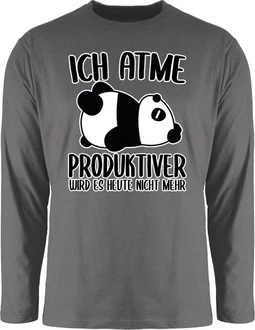 Shirtracer Rundhalsshirt Ich atme produktiver wird es nicht mehr mit Panda weiß