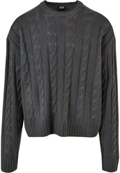 Urban Classics Rundhalspullover Boxy Sweater Dunkelgrau/Grau/Schwarz