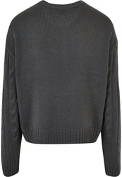 Urban Classics Rundhalspullover Boxy Sweater Dunkelgrau/Grau/Schwarz
