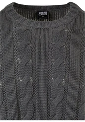 Urban Classics Rundhalspullover Boxy Sweater Dunkelgrau/Grau/Schwarz