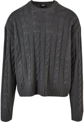 Urban Classics Rundhalspullover Boxy Sweater Dunkelgrau/Grau/Schwarz