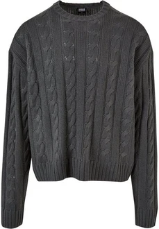 Urban Classics Rundhalspullover Boxy Sweater Dunkelgrau/Grau/Schwarz
