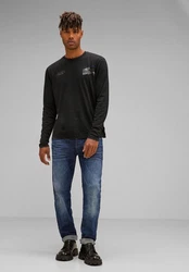 STREET ONE MEN T-Shirt mit Rundhalsausschnitt Schwarz/Dunkelgrau