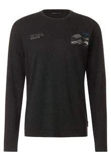 STREET ONE MEN T-Shirt mit Rundhalsausschnitt Schwarz/Dunkelgrau