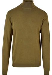 Urban Classics Rundhalspullover Herren Knitted Turtleneck Sweater (1-tlg) Dunkelgrün/Khaki