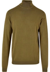 Urban Classics Rundhalspullover Herren Knitted Turtleneck Sweater (1-tlg) Dunkelgrün/Khaki