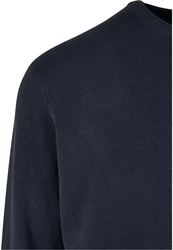 URBAN CLASSICS Rundhalspullover Urban Classics Herren Knitted Crewneck Sweater Dunkelblau/Blau
