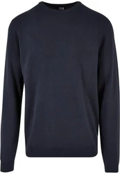 URBAN CLASSICS Rundhalspullover Urban Classics Herren Knitted Crewneck Sweater Dunkelblau/Blau