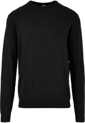 URBAN CLASSICS Rundhalspullover Urban Classics Herren Knitted Crewneck Sweater Schwarz/Dunkelblau