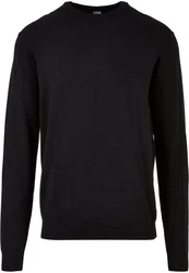 URBAN CLASSICS Rundhalspullover Urban Classics Herren Knitted Crewneck Sweater Schwarz/Dunkelblau