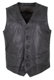 Lederweste Emilio - Herren Lederweste Weste Lammnappa anthrazit-navy-schwarz