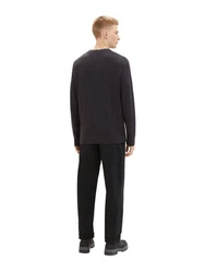 TOM TAILOR Denim Strickpullover STRUCTURED DOUBLELAYER Schwarz/Dunkelgrau/Grau/Grün