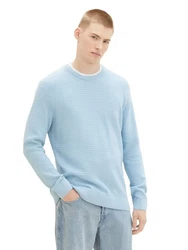 TOM TAILOR Denim Strickpullover STRUCTURED DOUBLELAYER Hellblau/Blau