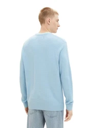 TOM TAILOR Denim Strickpullover STRUCTURED DOUBLELAYER Hellblau/Blau