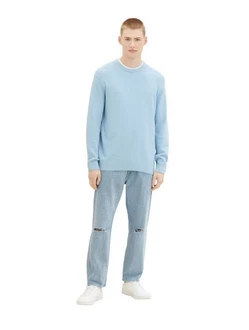 TOM TAILOR Denim Strickpullover STRUCTURED DOUBLELAYER Hellblau/Blau TOM TAILOR Denim Strickpullover STRUCTURED DOUBLELAYER Hellblau/Blau
