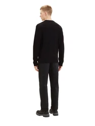 TOM TAILOR Denim Strickpullover STRUCTURED DOUBLELAYER Schwarz/Weiß