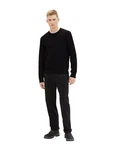 TOM TAILOR Denim Strickpullover STRUCTURED DOUBLELAYER Schwarz/Weiß