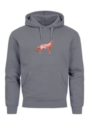 Neverless Hoodie Herren Wolf Polygon Print Grau/Hellgrau/Dunkelgrau/Rosa