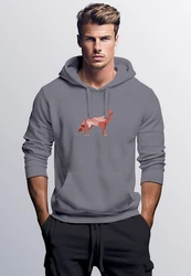 Neverless Hoodie Herren Wolf Polygon Print Grau/Hellgrau/Dunkelgrau/Rosa