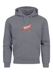 Neverless Hoodie Herren Wolf Polygon Print Grau/Hellgrau/Dunkelgrau/Rosa