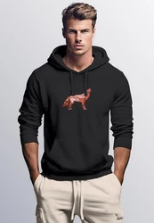 Neverless Hoodie Herren Wolf Polygon Print Schwarz/Grau/Dunkelgrau/Beige