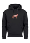 Neverless Hoodie Herren Wolf Polygon Print Schwarz/Grau/Dunkelgrau/Beige