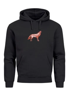 Neverless Hoodie Herren Wolf Polygon Print