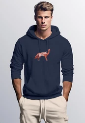 Neverless Hoodie Herren Wolf Polygon Print Dunkelblau/Blau/Türkis/Grau/Hellblau/Beige
