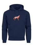 Neverless Hoodie Herren Wolf Polygon Print Dunkelblau/Blau/Türkis/Grau/Hellblau/Beige