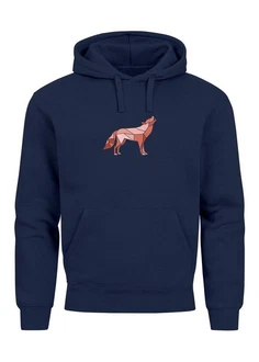 Neverless Hoodie Herren Wolf Polygon Print Dunkelblau/Blau/Türkis/Grau/Hellblau/Beige Neverless Hoodie Herren Wolf Polygon Print Dunkelblau/Blau/Türkis/Grau/Hellblau/Beige