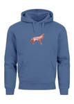Neverless Hoodie Herren Wolf Polygon Print Hellblau/Blau/Türkis