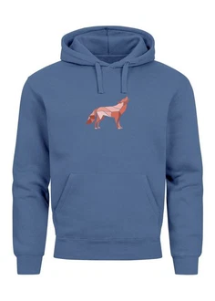 Neverless Hoodie Herren Wolf Polygon Print Hellblau/Blau/Türkis Neverless Hoodie Herren Wolf Polygon Print Hellblau/Blau/Türkis