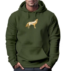 Neverless Hoodie Herren Polygon Wolf Geometrie Motiv Dunkelgrün/Braun
