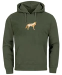 Neverless Hoodie Herren Polygon Wolf Geometrie Motiv Dunkelgrün/Braun