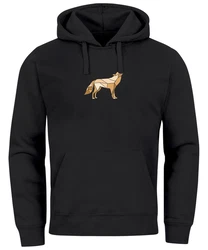 Neverless Hoodie Herren Polygon Wolf Geometrie Motiv Schwarz/Beige