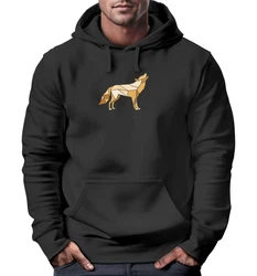 Neverless Hoodie Herren Polygon Wolf Geometrie Motiv Schwarz/Beige