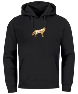 Neverless Hoodie Herren Polygon Wolf Geometrie Motiv Schwarz/Beige Neverless Hoodie Herren Polygon Wolf Geometrie Motiv Schwarz/Beige