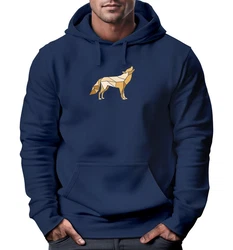 Neverless Hoodie Herren Polygon Wolf Geometrie Motiv Blau/Dunkelblau