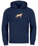 Neverless Hoodie Herren Polygon Wolf Geometrie Motiv Blau/Dunkelblau
