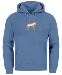 Neverless Hoodie Herren Polygon Wolf Geometrie Motiv Fliederfarben/Blau/Hellblau