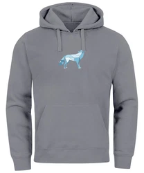 Neverless Hoodie Herren Geometrie Polygon Tiere Print Motiv Grau/Hellgrau/Blau