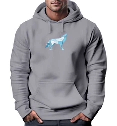Neverless Hoodie Herren Geometrie Polygon Tiere Print Motiv Grau/Hellgrau/Blau